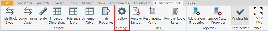 Toolbox Settings Toolbox Settings